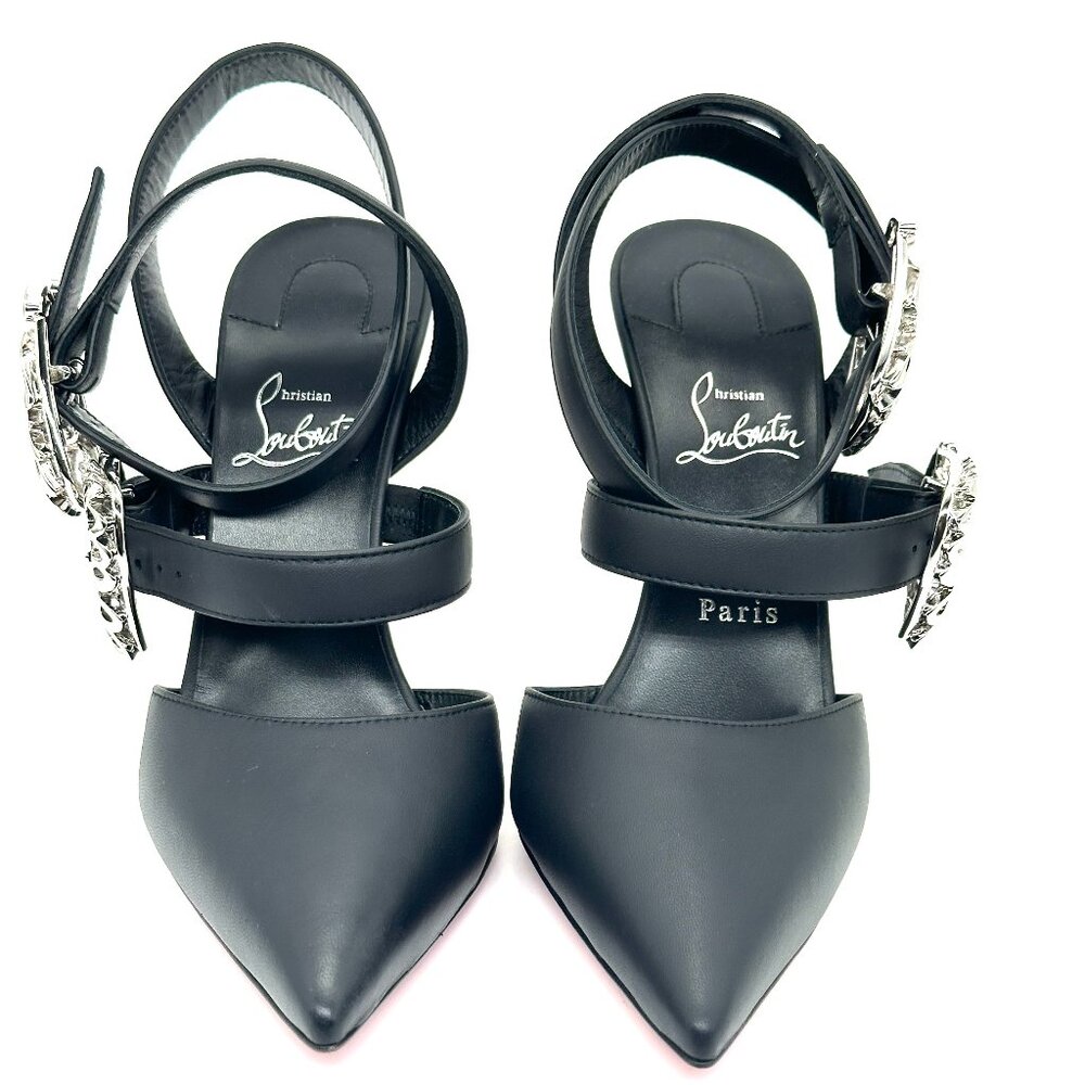 Christian Louboutin GIDDYLINA 100 Buckled Leather Sandals Heels Pumps - Picture 9 of 16